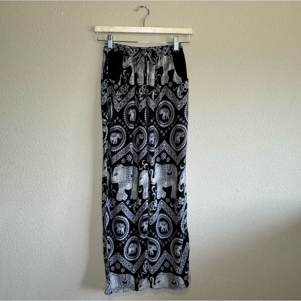 The Elephant Pants womens small sheer lightweight elephant pattern black & white